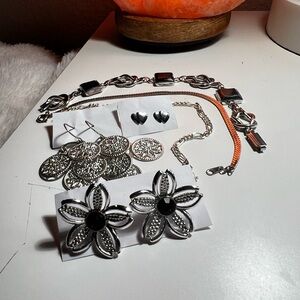 Silver and Black Jewelry Set